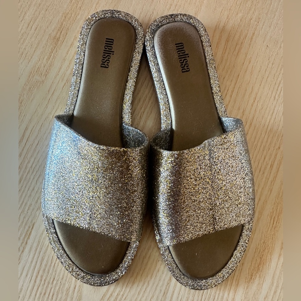 Melissa Sparkling Slide Sandals - Gold